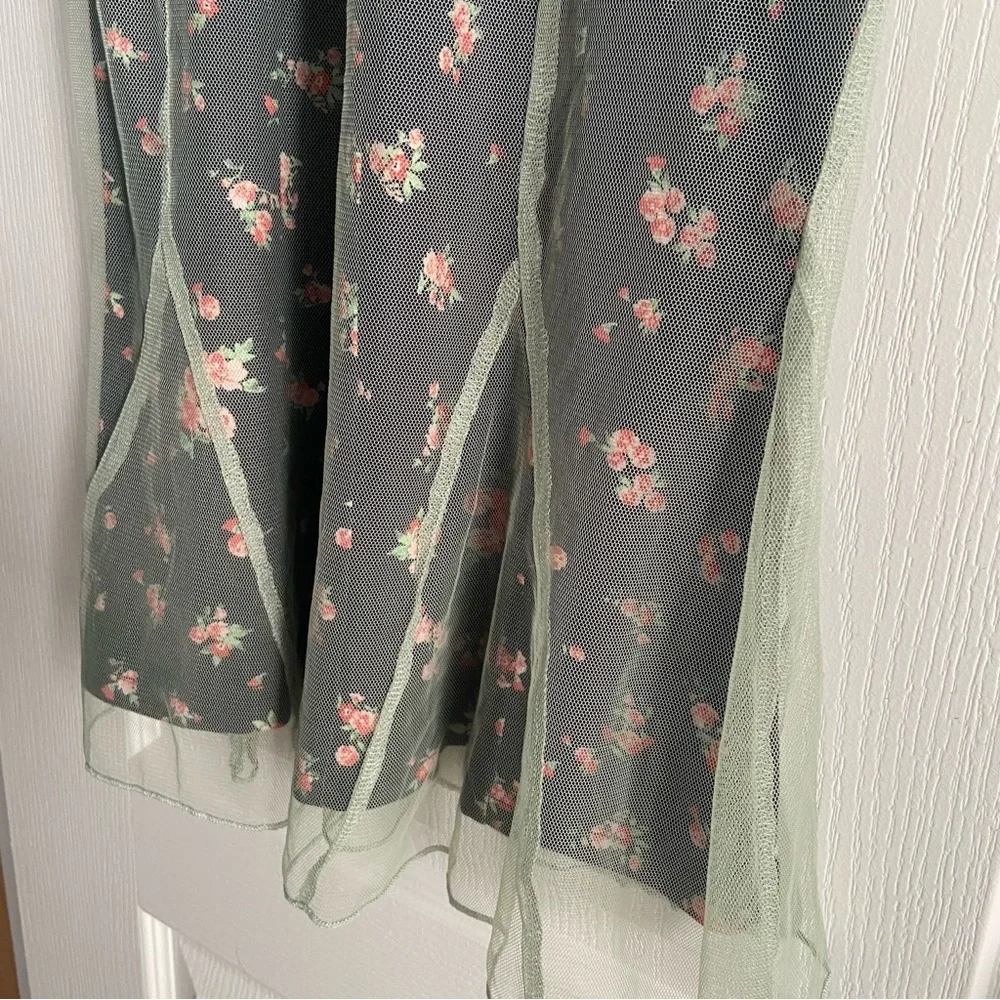 CIDER MESH FLORAL BOW LACE TRIM MIDI DRESS - Picture 11 of 16